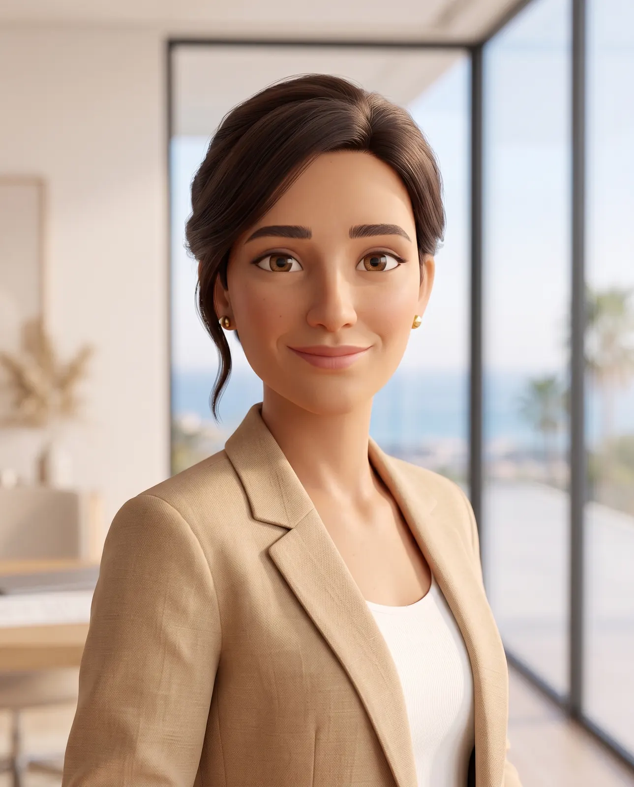 Portrait of Vera, the virtual assistant, in the sales office